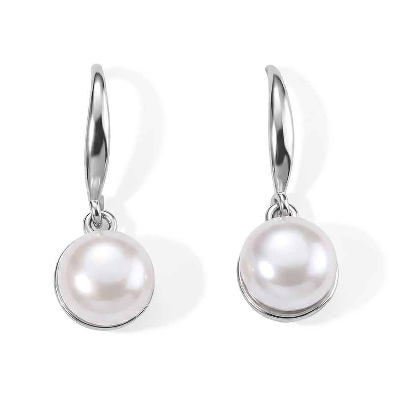 White Fresh Water Pearl Beads Earring with Hook 10.00 Ct._8714427