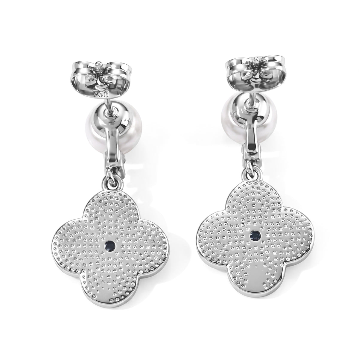 Abalone Shell, White Cubic Zirconia &amp; White Fresh Water Pearl Floral Dangling Earring with Push Back V32665576 3