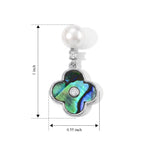 Abalone Shell, White Cubic Zirconia & White Fresh Water Pearl Beads Earring with Push Back 7.00 Ct._8714428_4