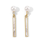 White Fresh Water Pearl & White Mother Of Pearl Earring with Push Back 6.00 Ct._8714431