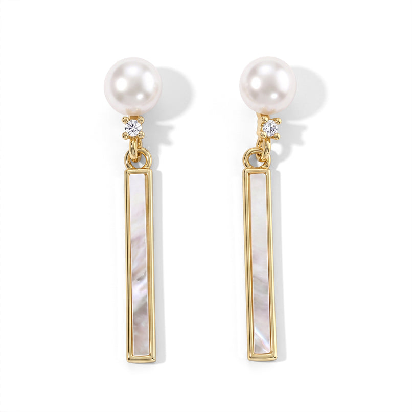 White Fresh Water Pearl & White Mother Of Pearl Earring with Push Back 6.00 Ct._8714431