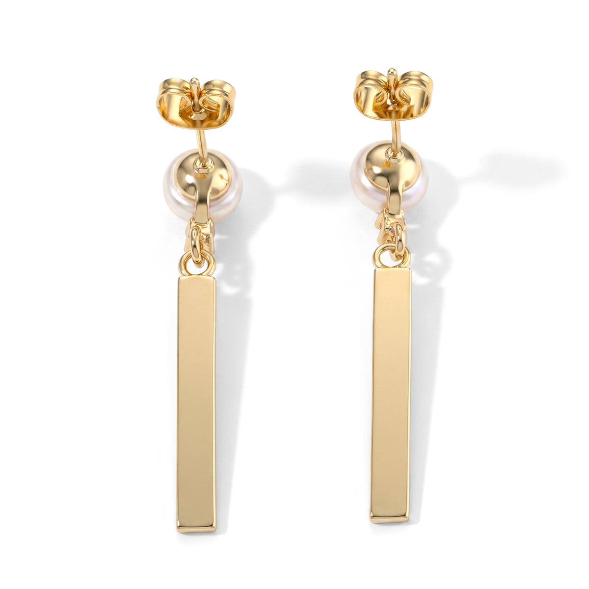 White Fresh Water Pearl &amp; White Mother Of Pearl Dangling Earring with Push Back V32718797 4