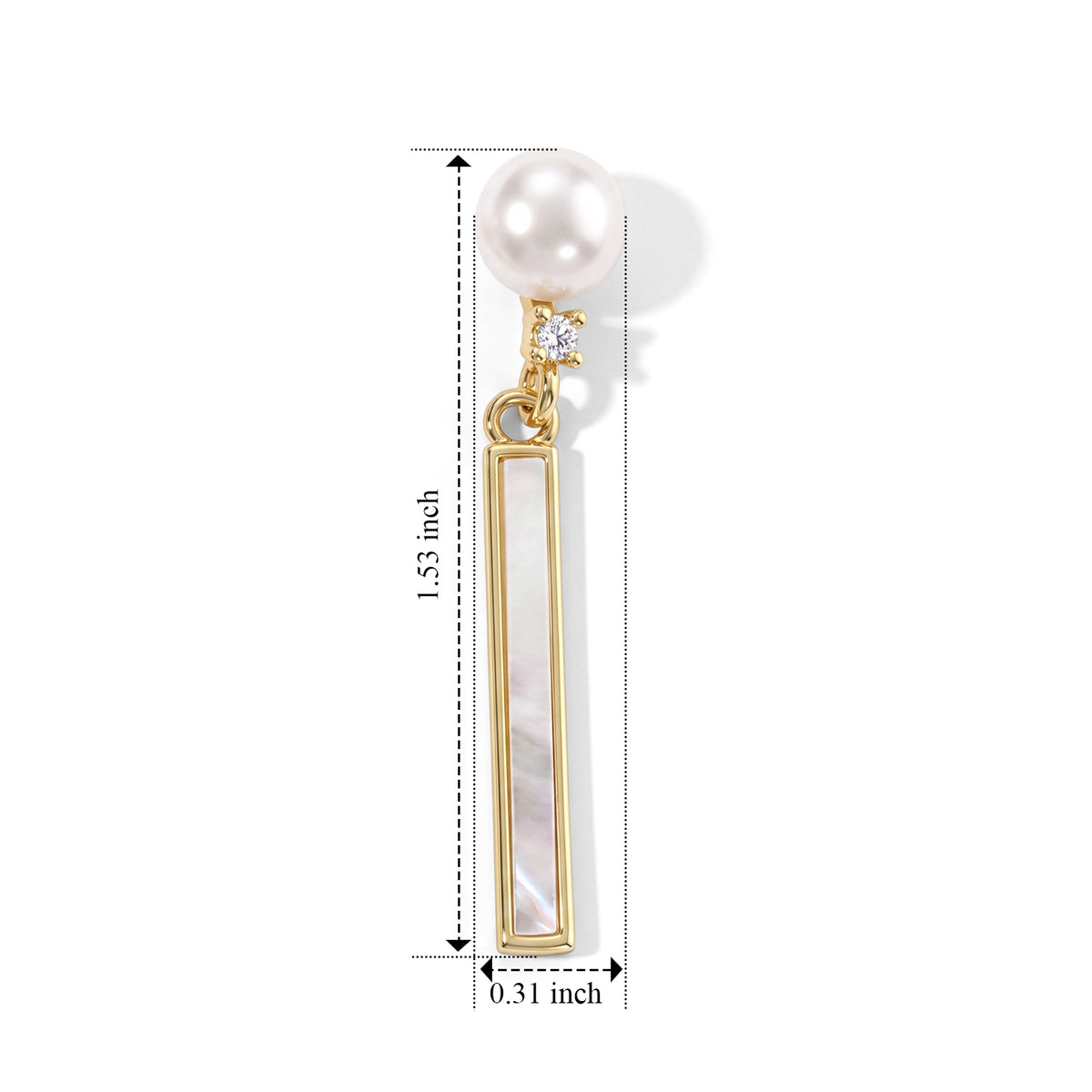 White Fresh Water Pearl &amp; White Mother Of Pearl Dangling Earring with Push Back V32718797 5