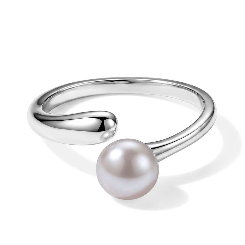 White Fresh Water Pearl Adjustable Ring 3.00 Ct._8714474