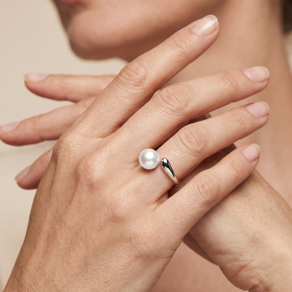 White Fresh Water Pearl Adjustable Ring 3.00 Ct._8714474_2