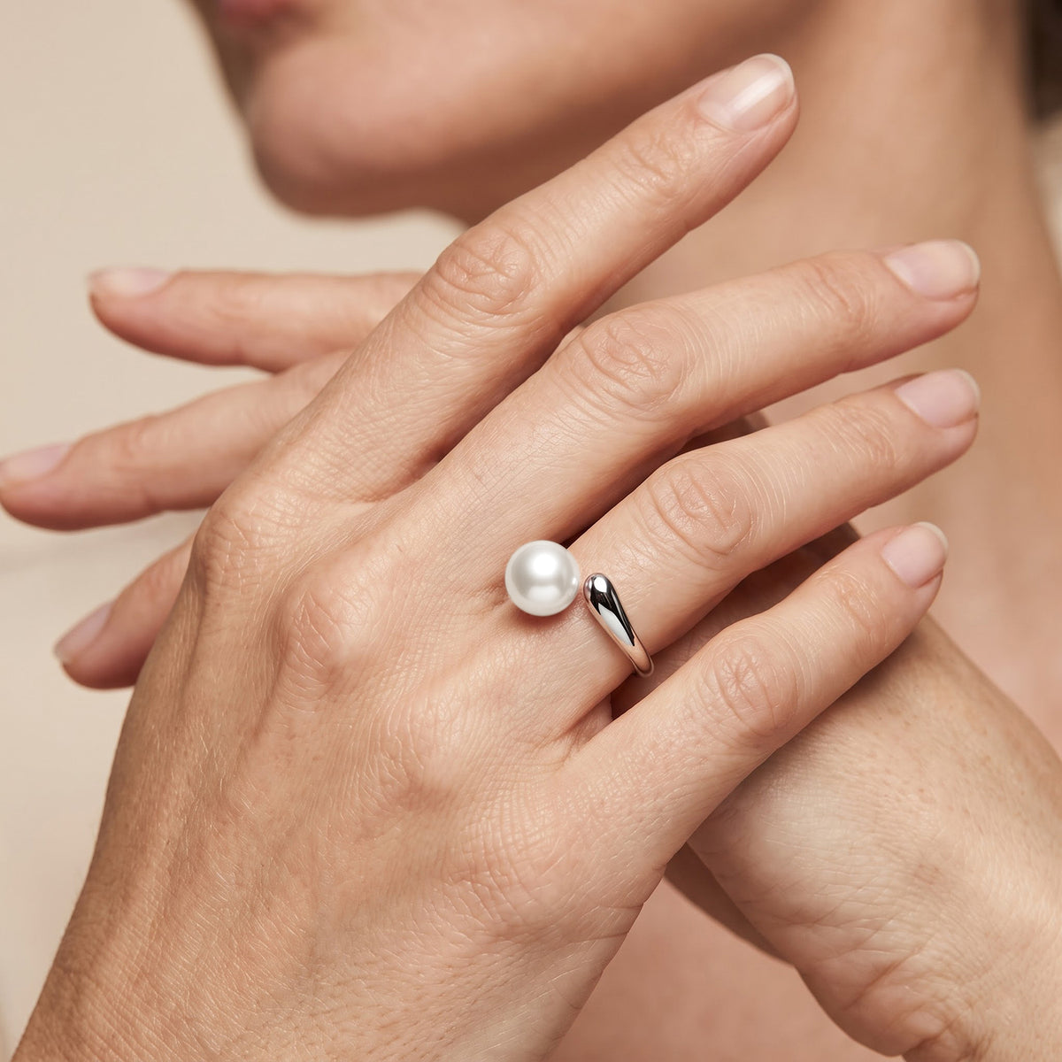 White Fresh Water Pearl Adjustable Ring 3.00 Ct. 8714474 3