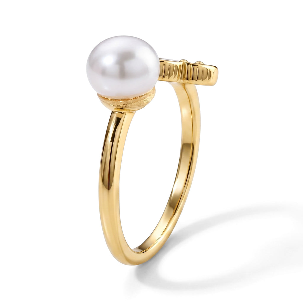 White Fresh Water Pearl & White Mother Of Pearl Adjustable Ring 5.00 Ct._8714498_3