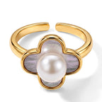 White Fresh Water Pearl & White Mother Of Pearl Adjustable Ring 6.00 Ct._8714500