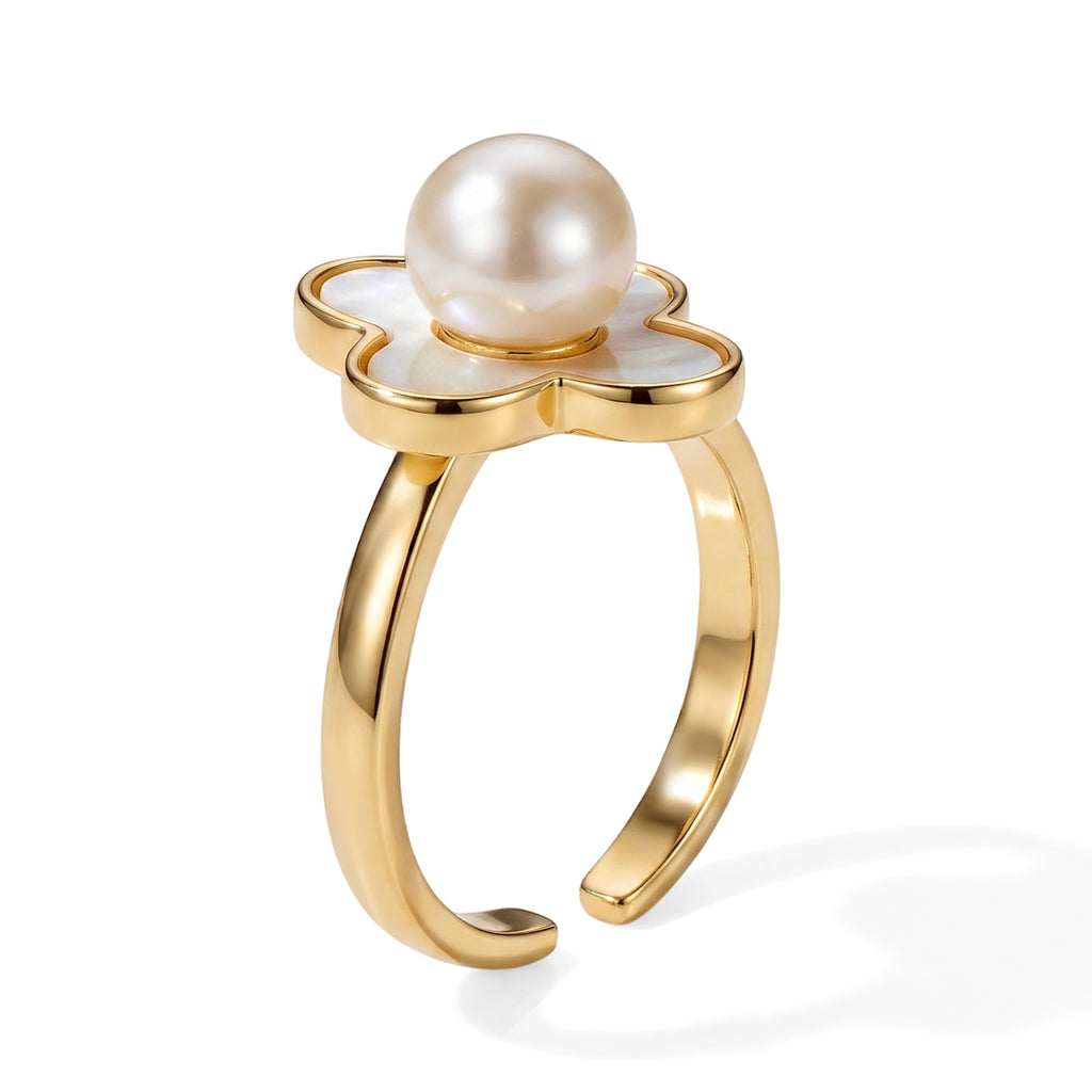 White Fresh Water Pearl & White Mother Of Pearl Adjustable Ring 6.00 Ct._8714500_3