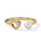 White Fresh Water Pearl & White Cubic Zirconia Adjustable Ring 2.00  Ct._8714501