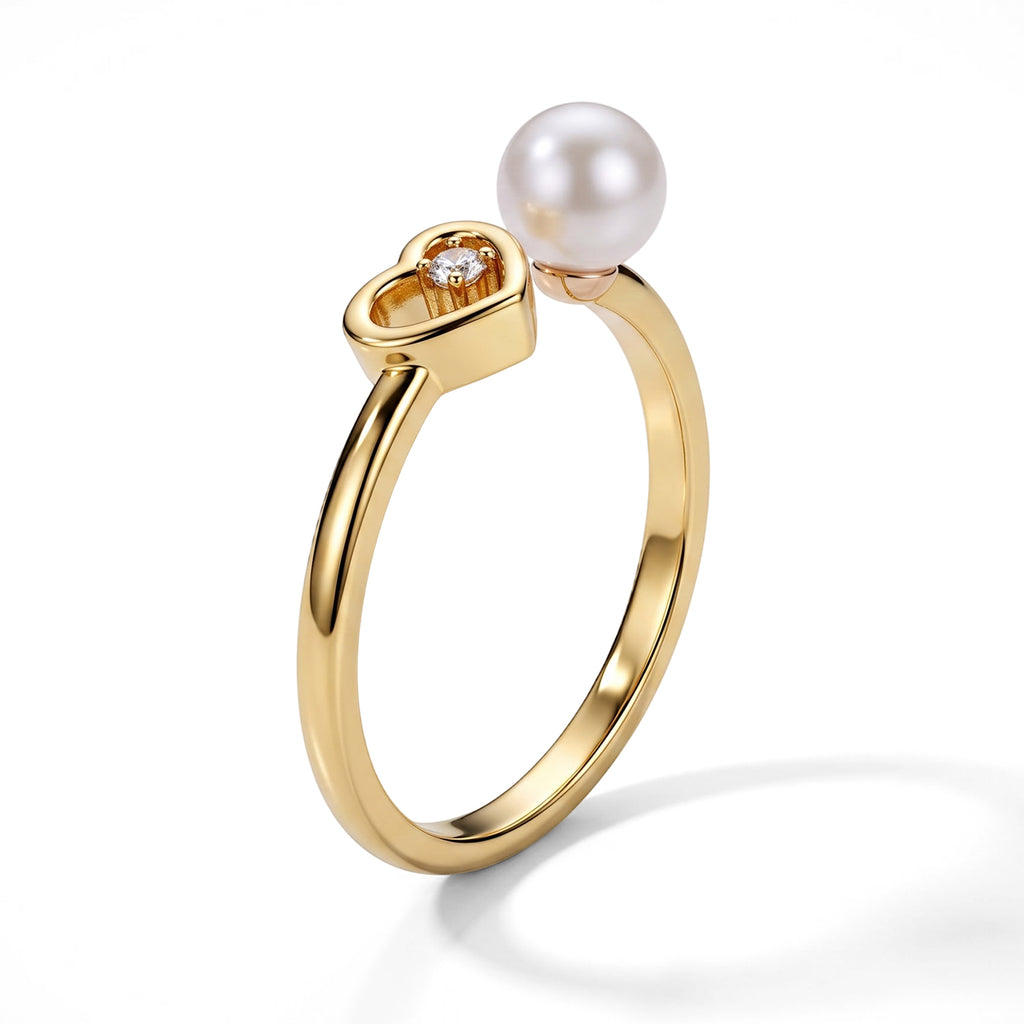 White Fresh Water Pearl & White Cubic Zirconia Adjustable Ring 2.00  Ct._8714501_3