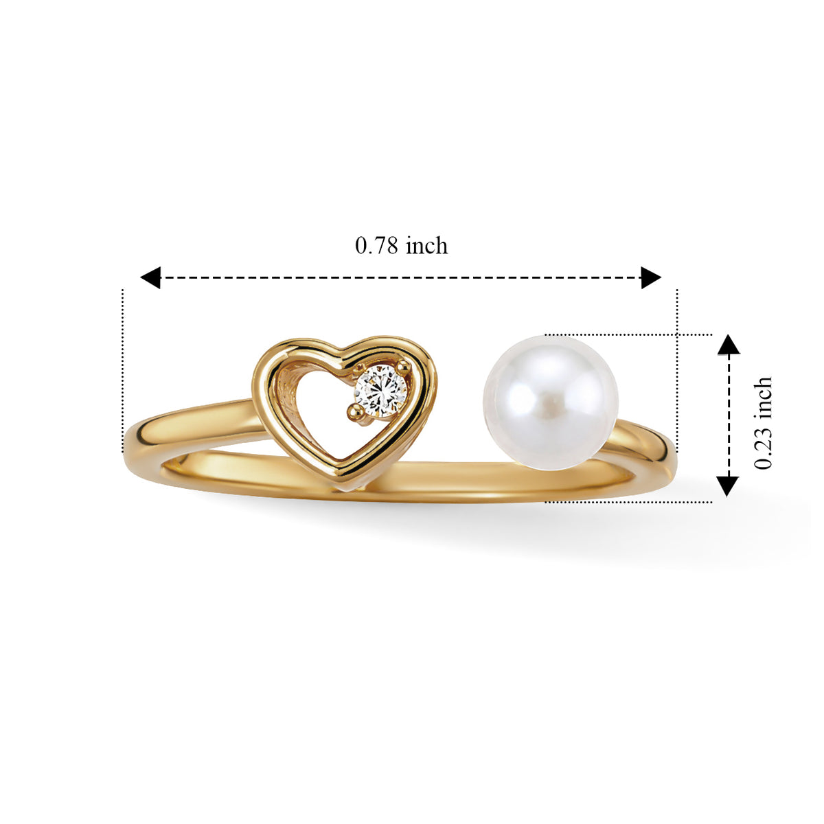 White Fresh Water Pearl &amp; White Cubic Zirconia Adjustable Heart Ring 8714501 5