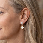 Fresh Water Pearl, White Mother Of Pearl & White Cubic Zirconia Beads Earring with Push Back 9.00 Ct._8714512_1