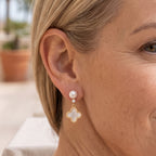 Fresh Water Pearl, White Mother Of Pearl & White Cubic Zirconia Beads Earring with Push Back 9.00 Ct._8714512_2