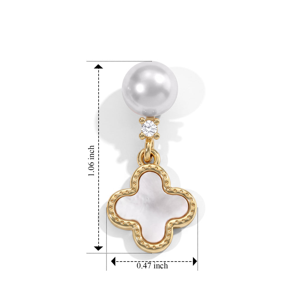 Fresh Water Pearl, White Mother Of Pearl & White Cubic Zirconia Beads Earring with Push Back 9.00 Ct._8714512_4