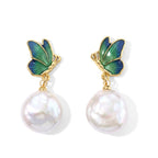 White Keshi Pearl Beads Earring with Push Back 15.00 Ct._8714513