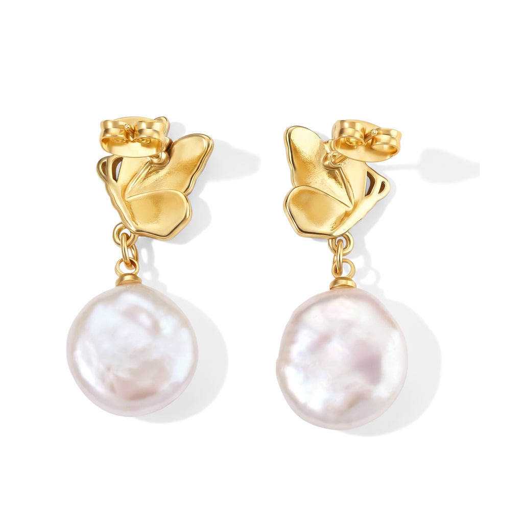 White Keshi Pearl Beads Earring with Push Back 15.00 Ct._8714513_3