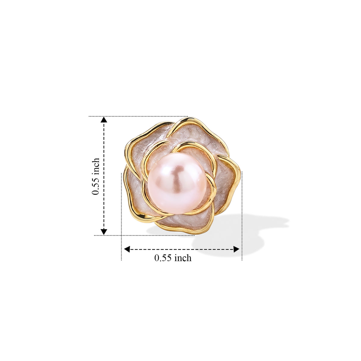 Fresh Water Pearl Rose Design Earring with Push Back V32713734 3