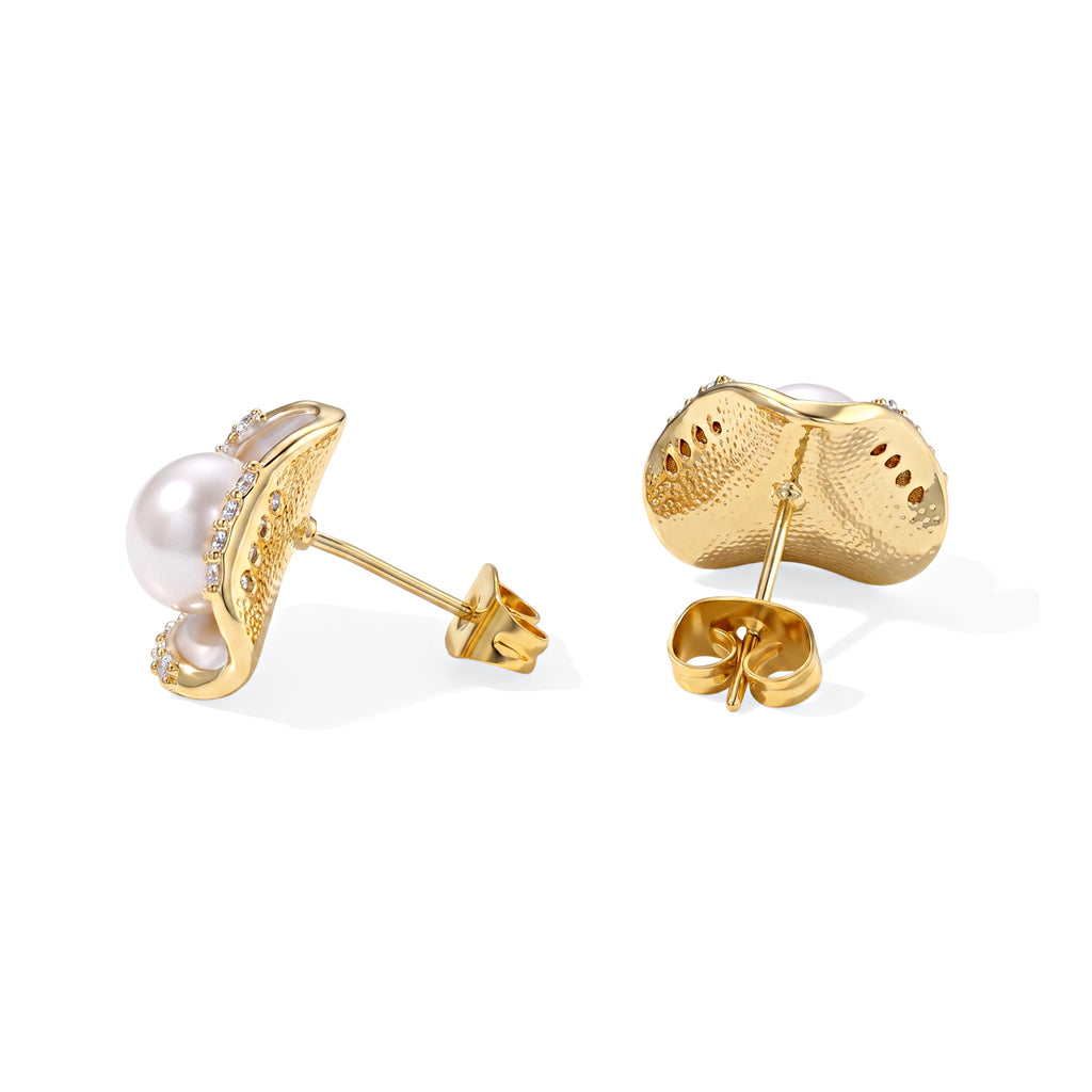 White Fresh Water Pearl Beads Earring with Push Back 10.00 Ct._8714515_3