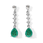 D'Joy - Colombian Colour Emeraldine Quartz & White Topaz Dangling Earring with Push Post in Platinum Overlay Sterling Silver 3.70 Ct._8714894
