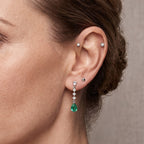 D'Joy - Colombian Colour Emeraldine Quartz & White Topaz Dangling Earring with Push Post in Platinum Overlay Sterling Silver 3.70 Ct._8714894_2
