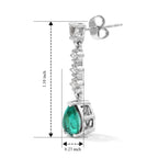 D'Joy - Colombian Colour Emeraldine Quartz & White Topaz Dangling Earring with Push Post in Platinum Overlay Sterling Silver 3.70 Ct._8714894_5