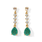 D'Joy - Colombian Colour Emeraldine Quartz & White Topaz Dangling Earring with Push Post in Yellow Gold Plated Sterling Silver 3.70 Ct._8714895