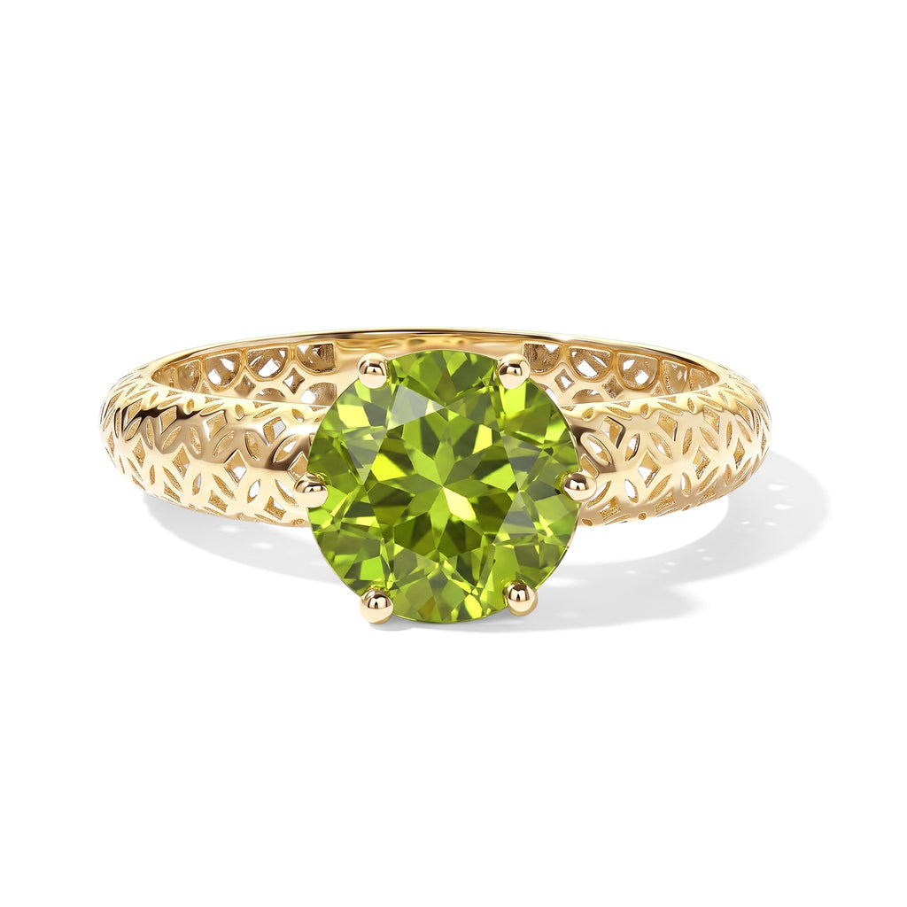 Luxoro - 9K Yellow Gold AAA Natural Hebei Peridot Mirage Solitaire Ring 2.60 Ct._8718775