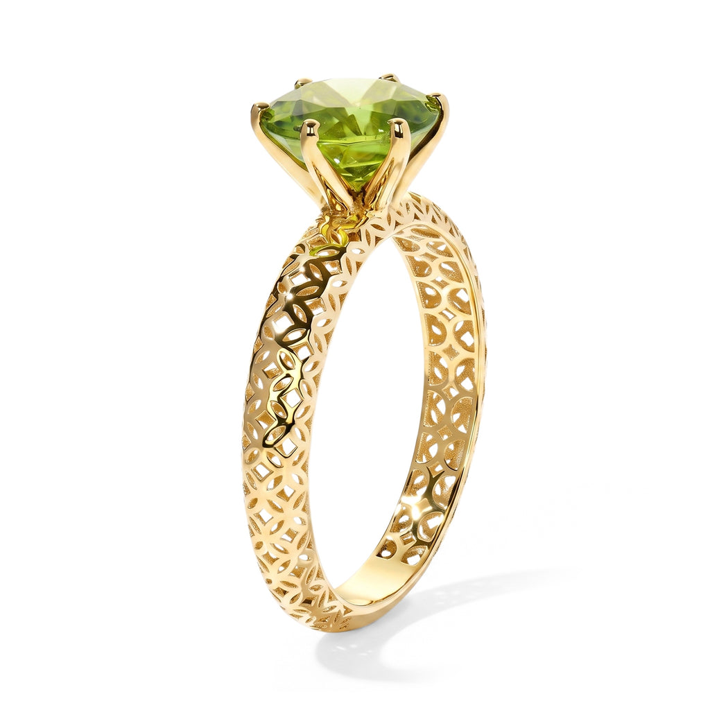 Luxoro - 9K Yellow Gold AAA Natural Hebei Peridot Mirage Solitaire Ring 2.60 Ct._8718775_3