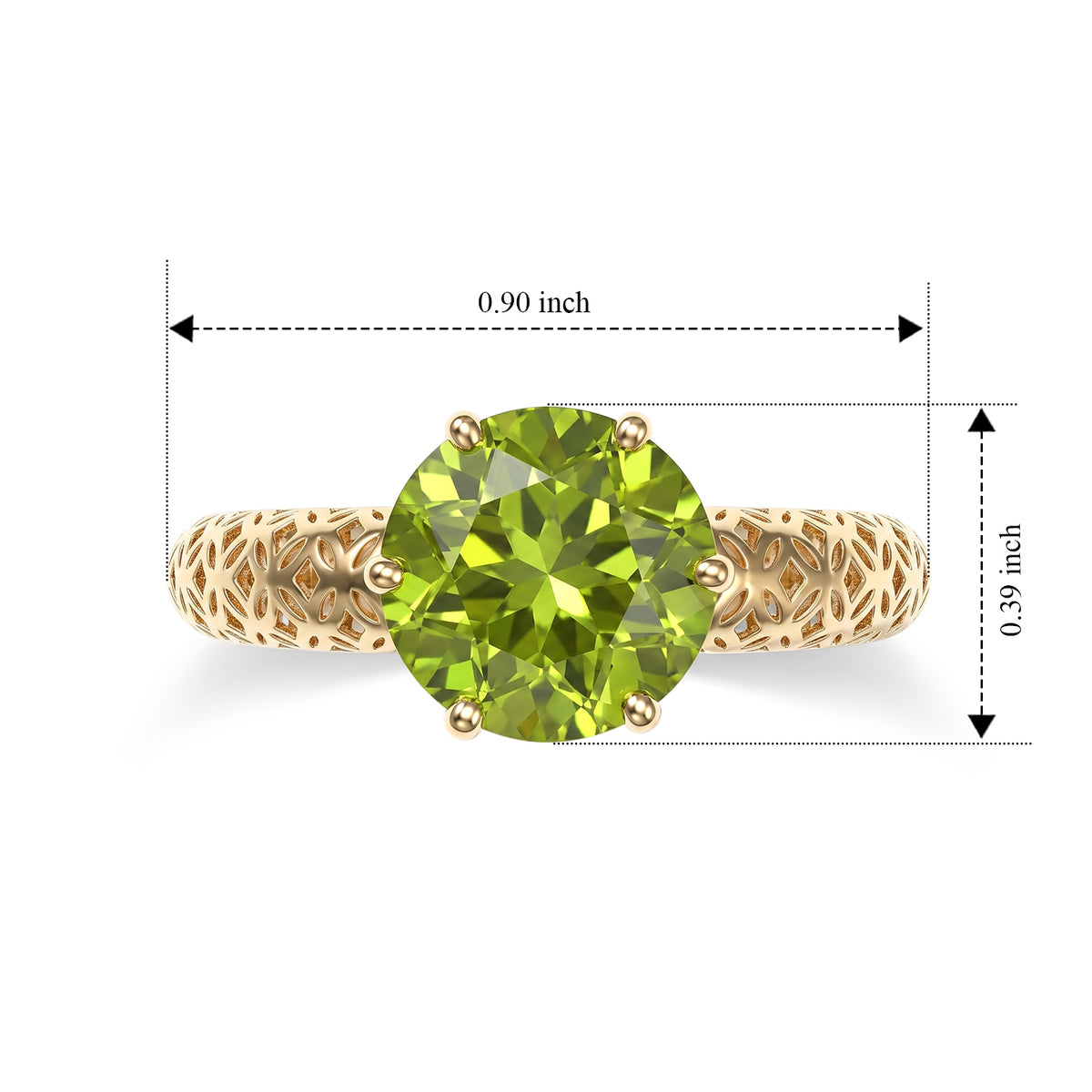Heirloom 9K Yellow Gold AAA Natural Hebei Peridot Mirage Solitaire Ring 1.90 Ct. 8718775 6