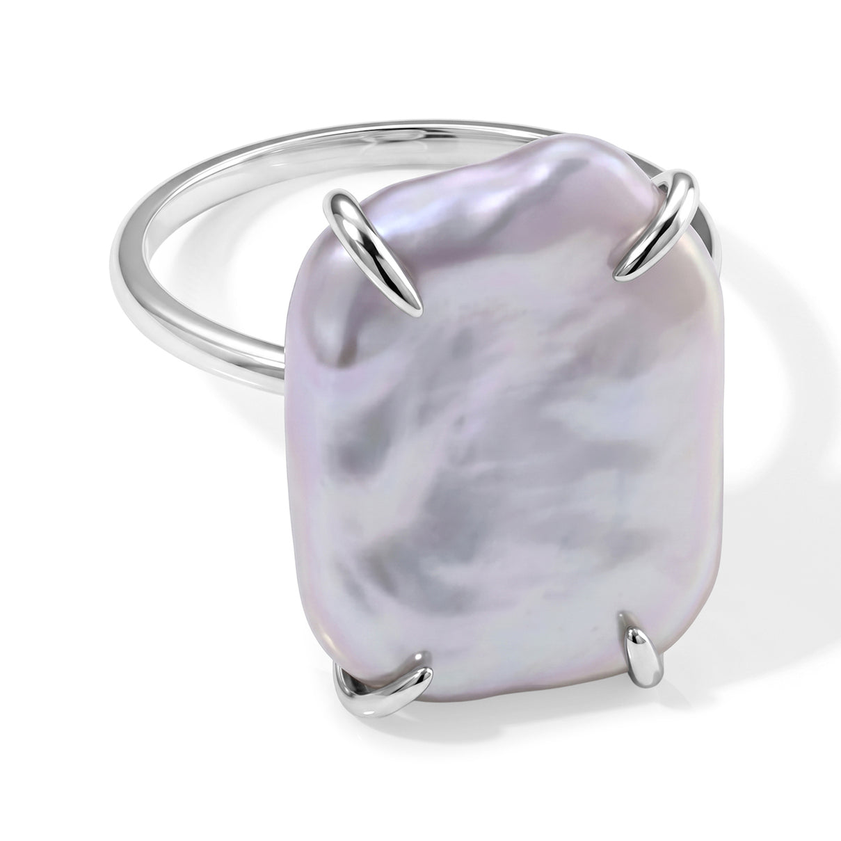 D'Joy - Keshi Pearl Solitaire Ring in Rhodium Overlay Sterling Silver  10.00 Ct. 8718932 0