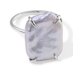 D'Joy - Keshi Pearl Solitaire Ring in Rhodium Overlay Sterling Silver  10.00 Ct._8718932