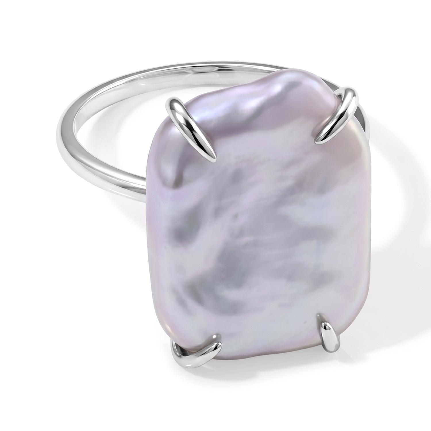 D'Joy - Keshi Pearl Solitaire Ring in Rhodium Overlay Sterling Silver  10.00 Ct. 8718932 0