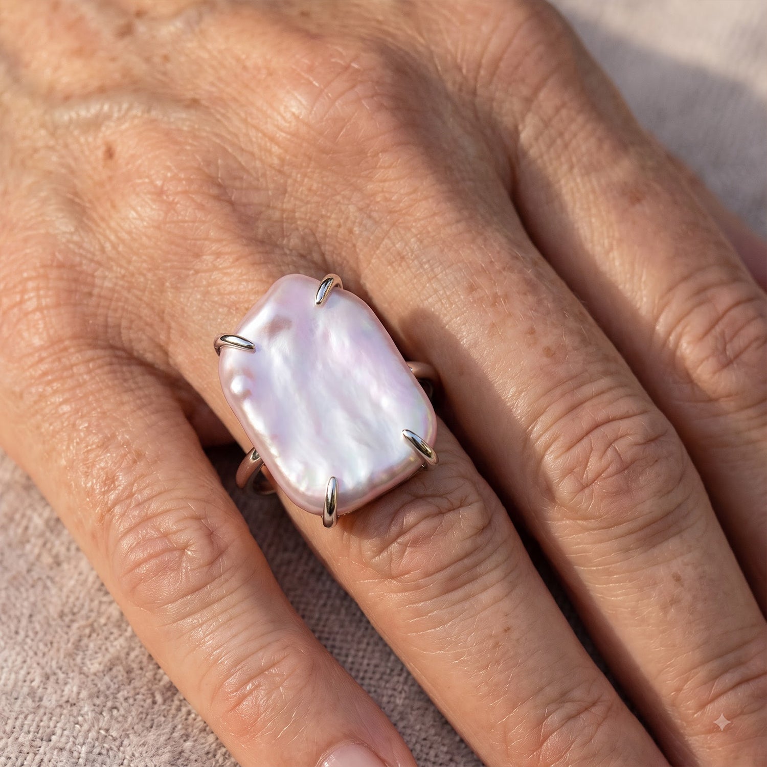 D'Joy - Keshi Pearl Solitaire Ring in Rhodium Overlay Sterling Silver  10.00 Ct. 8718932 2