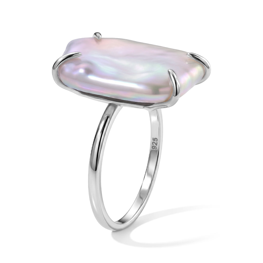 D'Joy - Keshi Pearl Solitaire Ring in Rhodium Overlay Sterling Silver  10.00 Ct._8718932_3