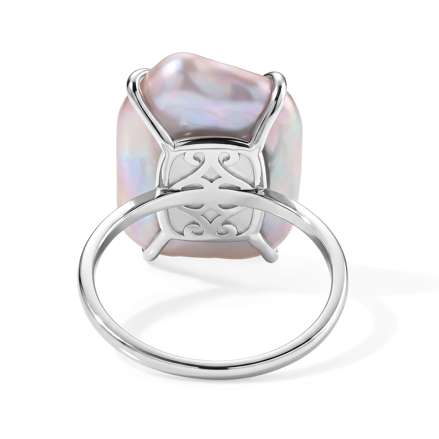 D'Joy - Keshi Pearl Solitaire Ring in Rhodium Overlay Sterling Silver  10.00 Ct. 8718932 5