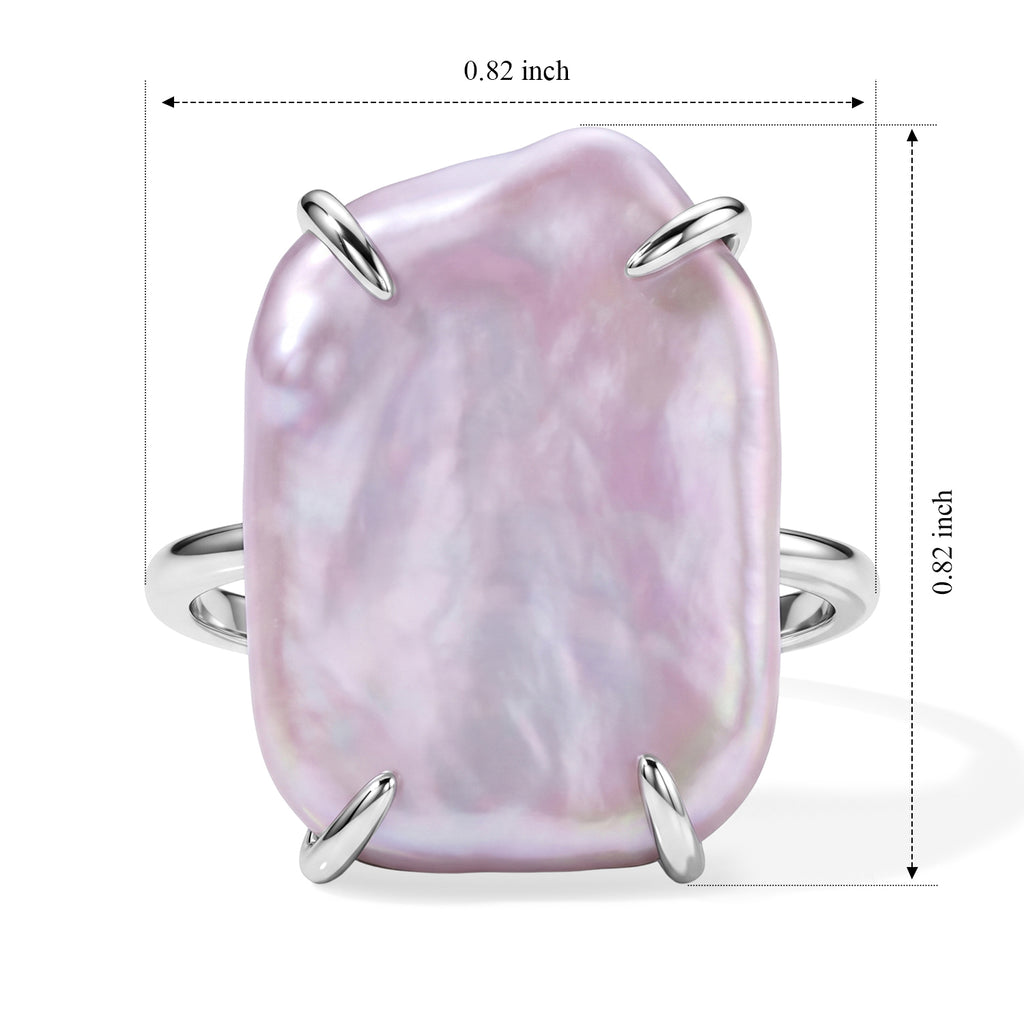 D'Joy - Keshi Pearl Solitaire Ring in Rhodium Overlay Sterling Silver  10.00 Ct._8718932_5
