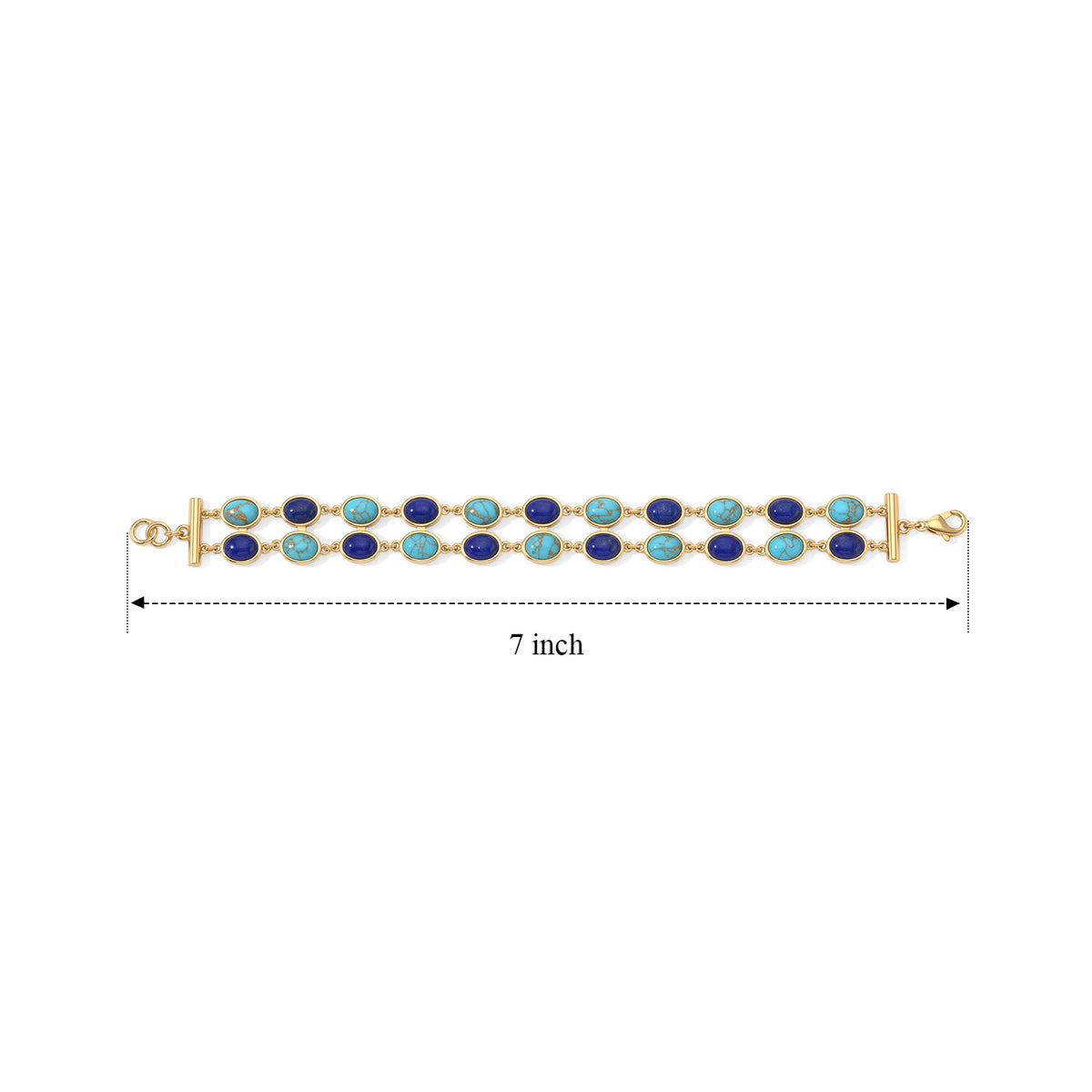 Mohave Blue Turquoise &amp; Lapis Lazuli Bracelet (Size - 7.5) in Yellow Gold Tone 32.70 Ct. 8719192 5
