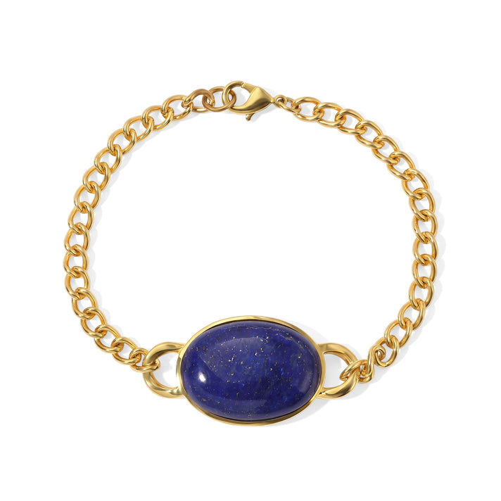 EverTrue - Lapis Lazuli Solitaire Chain Bracelet (Size - 7.5) in Yellow Gold Tone 27.25 Ct. 8719193 1