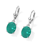 Colombian Colour Emeraldine Quartz Solitaire Earring with Lever Back in Platinum Overlay Sterling Silver 3.12 Ct._8719416