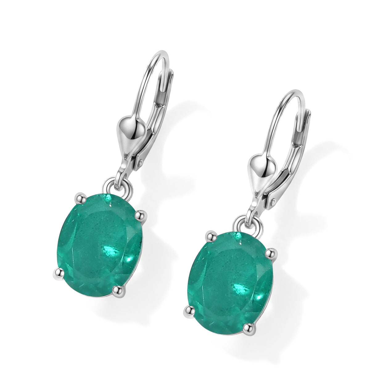 Colombian Colour Emeraldine Quartz Solitaire Earring with Lever Back in Platinum Overlay Sterling Silver 3.12 Ct V32639893 0