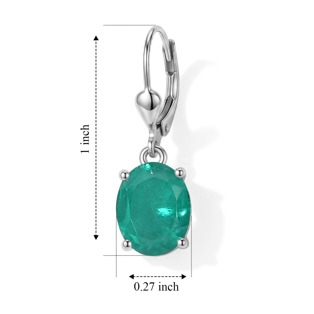 Colombian Colour Emeraldine Quartz Solitaire Earring with Lever Back in Platinum Overlay Sterling Silver 3.12 Ct._8719416_3