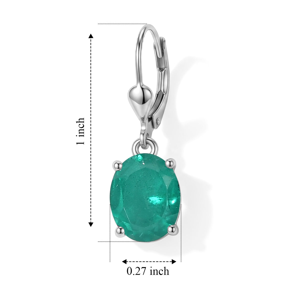 Colombian Colour Emeraldine Quartz Solitaire Earring with Lever Back in Platinum Overlay Sterling Silver 3.12 Ct V32639893 4