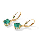 Colombian Colour Emeraldine Quartz Solitaire Earring with Lever Back in Yellow Gold Plated Sterling Silver 3.12 Ct._8719417_2