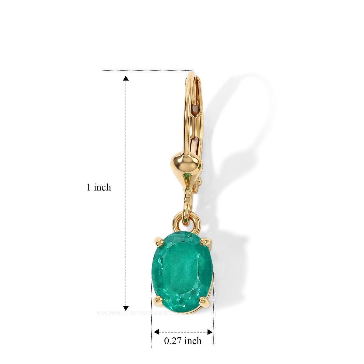 Colombian Colour Emeraldine Quartz Solitaire Earring with Lever Back in Yellow Gold Plated Sterling Silver 3.12 Ct. V32640768 4