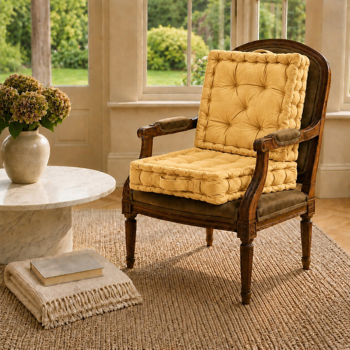 LIVMORE - Set of 2 Velvet Seat Cushions (40x40x8 cm) - Golden 8719610 2