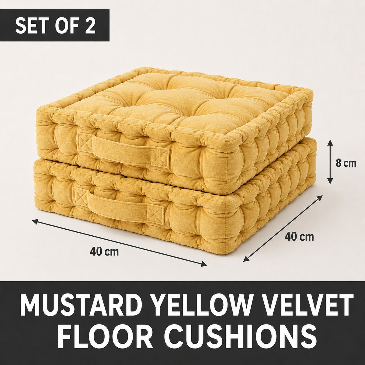 LIVMORE - Set of 2 Velvet Seat Cushions (40x40x8 cm) - Golden 8719610 5