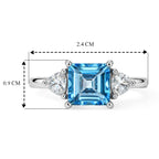 D'Joy Swiss Blue Topaz, Moissanite 3 Stone Ring in Platinum OverlaySterling Silver  2.562  Ct._8719631_5