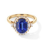 9K Yellow Gold AAA Kyanite & Lab Grown Diamond (SI) Halo Ring 3.75 Ct._8719657