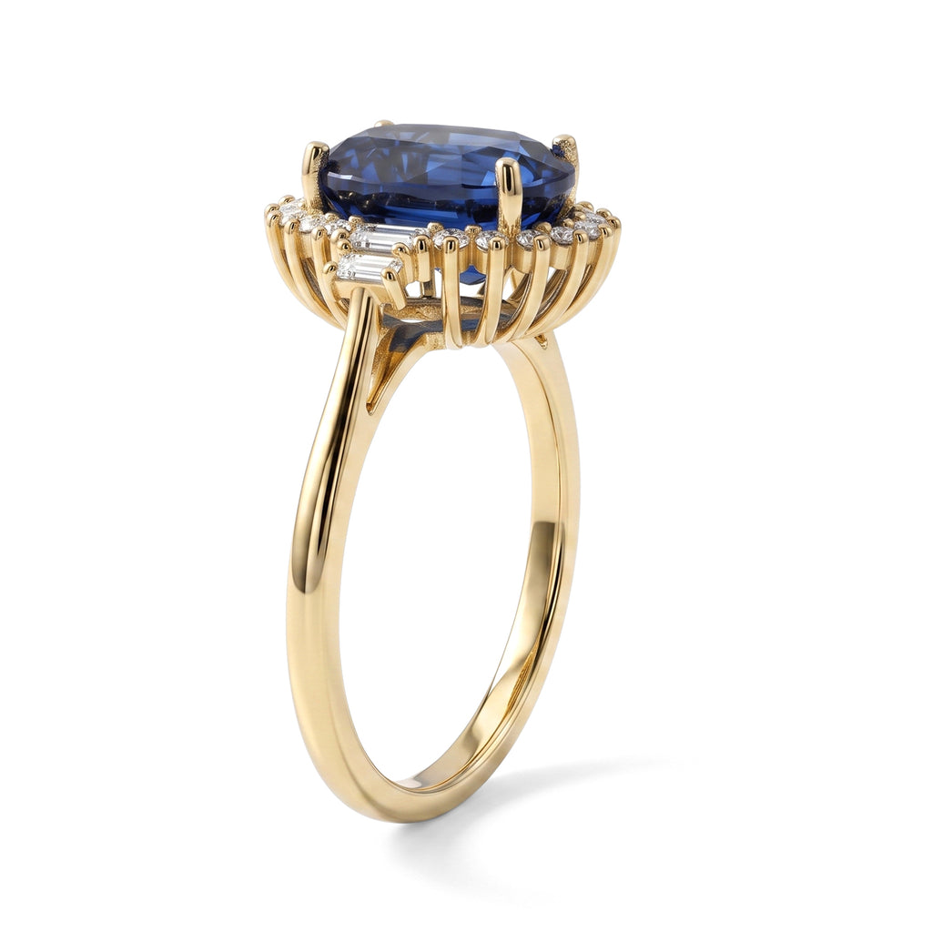 9K Yellow Gold AAA Kyanite & Lab Grown Diamond (SI) Halo Ring 3.75 Ct._8719657_3